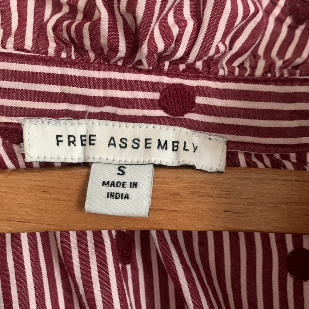 Free Assembly Polka Dot & Stripes Maroon Dress Size Small - Picture 7 of 8